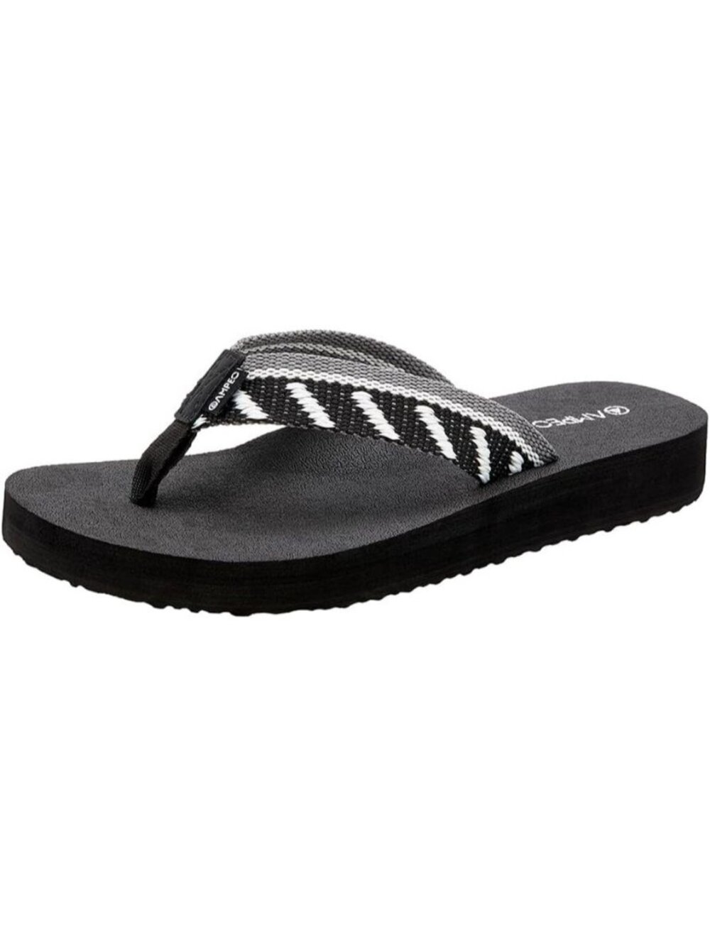 Women's Webbing Stripe Black Comfortable Flip Flops Summer Beach Thong Sandals